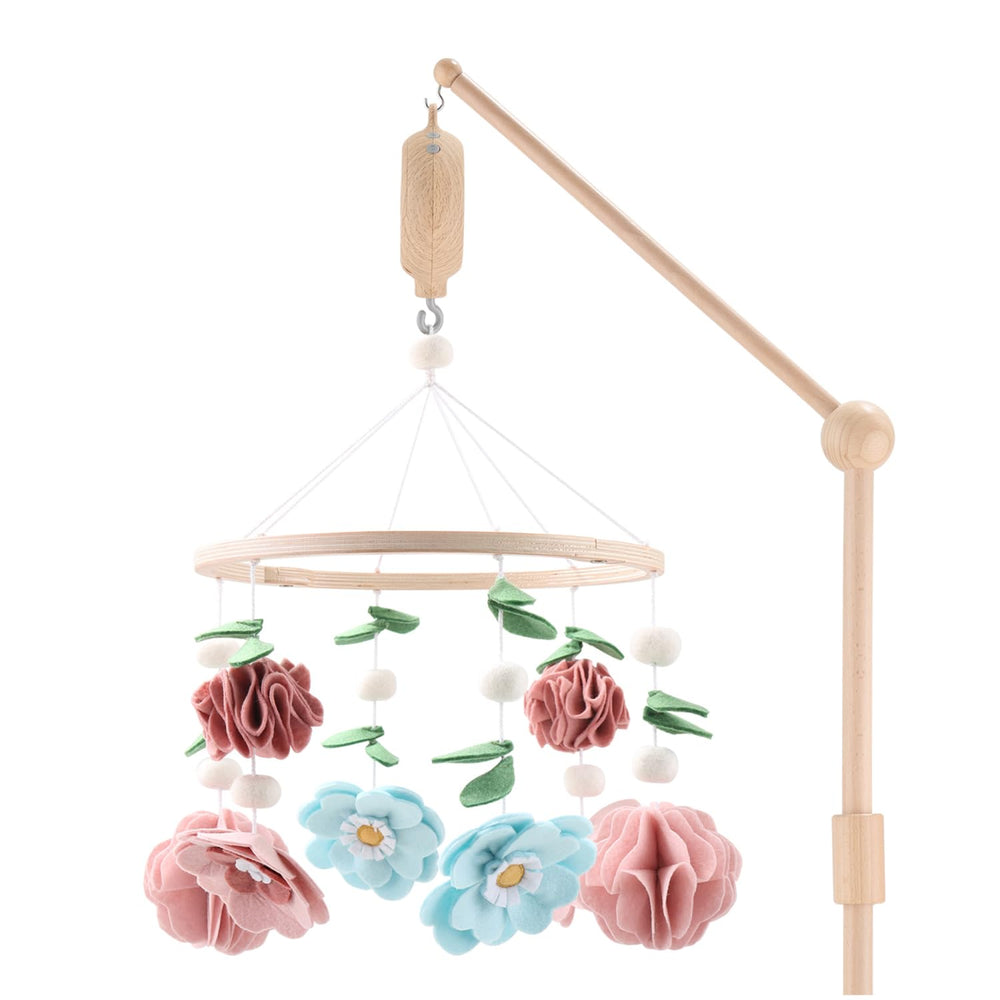 The Peanutshell crib mobile with wildflower flowers soothes with gentle rotation and charming nursery decor.