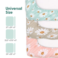 The Peanutshell Daisy Dreams pattern adds a calming floral touch to the nursery.