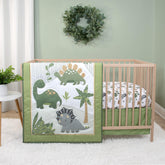 The Peanutshell Dinosaur Dreams quilt closeup highlights soft fabric for gentle bedtime comfort.