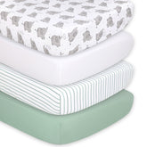 The Peanutshell elephant sheets crib set with playful elephant motif for cozy nursery decor.