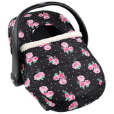 The Peanutshell Floral Rose car seat cover front view showing stylish warmth on car trips