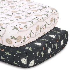 The Peanutshell Joshua Tree dust ruffle bed skirt adds nursery finished look.