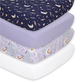 The Peanutshell Lunar Love crib sheet set packaging shows a ready-to-use baby nursery accessory.
