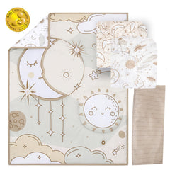 The Peanutshell Starry Skies fitted crib sheet 28x52 for a snug fit