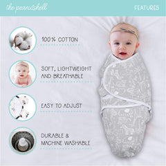 The Peanutshell swaddle blanket stars-pattern aids gentle sleep cues