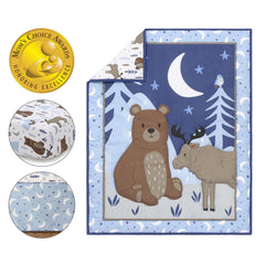 The Peanutshell Under The Stars crib sheet close-up demonstrates secure universal fit