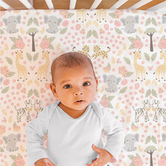 The Peanutshell Wildest Dreams bed skirt adds finishing flair and protects crib space for easy cleaning under crib.