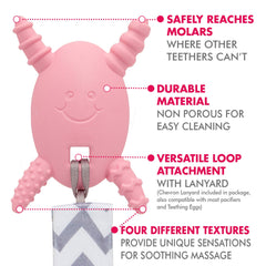 The Teething Egg Molar Magician reaches back teeth for gum relief.