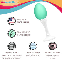 The Teething Egg closed inner core securely holds attachments during play