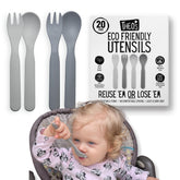 THEO'S eco-utensils baby set in neutral gray for easy mealtime
