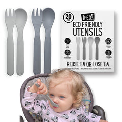 THEO'S eco-utensils baby set in neutral gray for easy mealtime