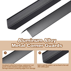 Therwen black corner guards installation view demonstrates easy adhesion.