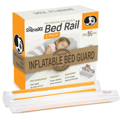 The Shrunks inflatable bed rail setup with two rails for travel safety