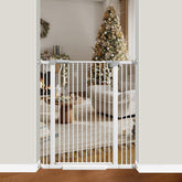 THEYFIRST 41in gate lock close-up showing secure one-handed operation and child safety.