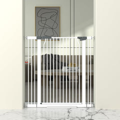 THEYFIRST 41-inch gate in doorway for child and pet safety.