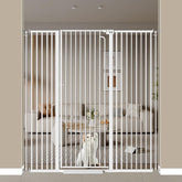 TheyFirst 57-inch extra tall pet gate in doorway, creates a tall, safe barrier.