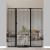THEYFIRST 57-inch cat gate in doorway provides tall protection for adventurous cats.