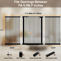 THEYFIRST extra-tall gate side view demonstrates height and secure containment.