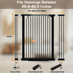 THEYFIRST walk-through door gate highlights easy adult access and pet containment.