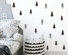 THEYGE black pine tree wall decal closeup highlights bold, modern contrast.
