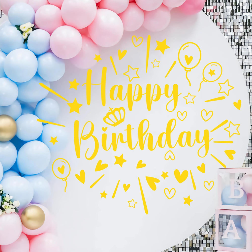 THEYGE gold birthday backdrop decal for quick, elegant party backdrops