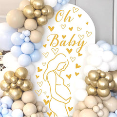 THEYGE balloon-arch-backdrop shows gold pregnancy art for arch decor.