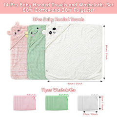 Thickened baby towels set hooded towel green β cozy wrap for toddler bath time