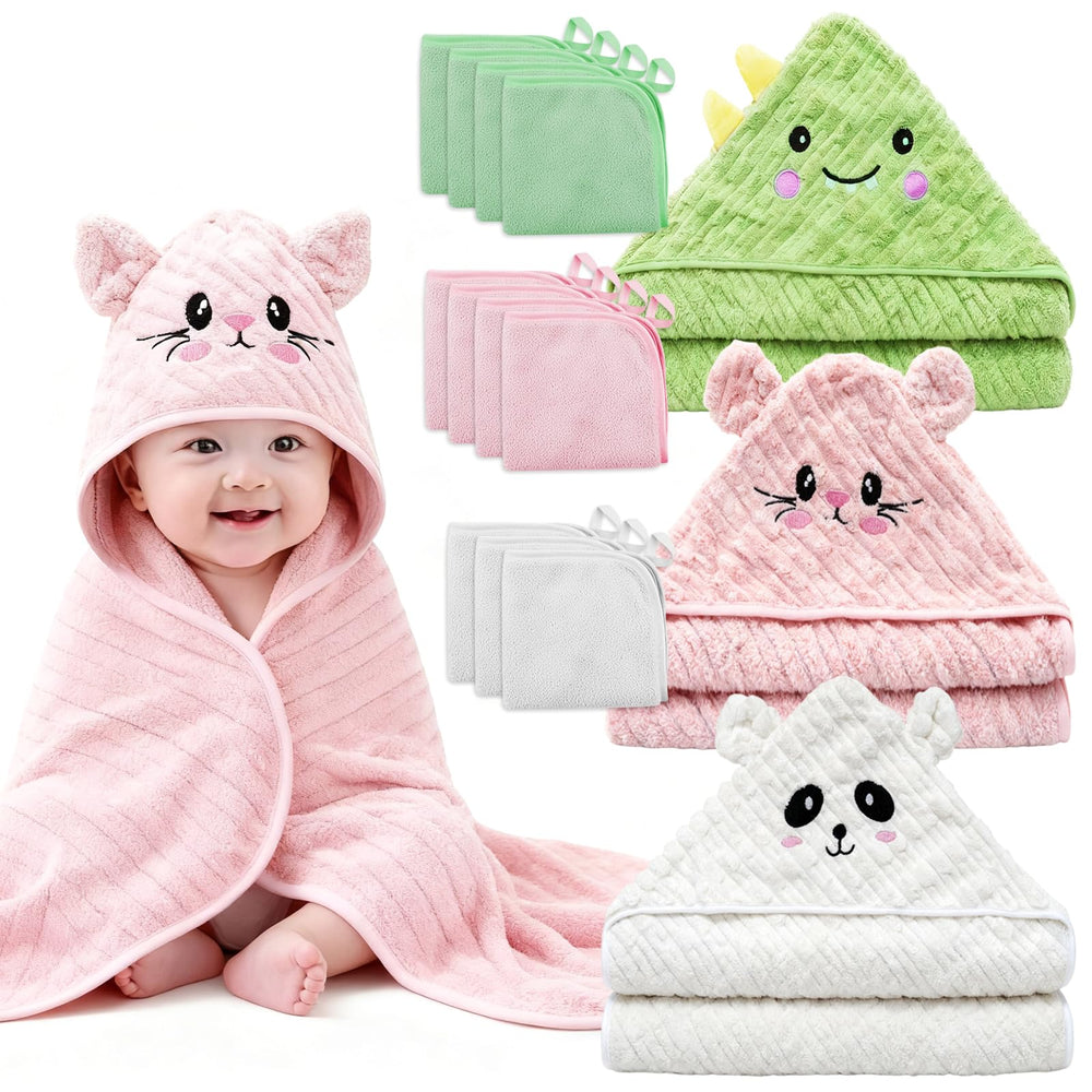 Thickened baby towels set hooded towel pink β ultra-soft fabric for gentle newborn warmth