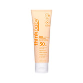 Thinkbaby sunscreen application close-up reveals fast-absorbing mineral protection for sensitive skin.