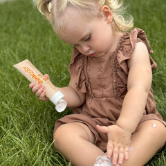 Thinkbaby sunscreen on skin shows a smooth, non-greasy finish for daily wear.