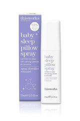 THISWORKS Baby Sleep Pillow Spray bottle closeup highlighting ultra-gentle bedtime calming formula
