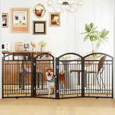 THKKY folding dog gate with door walk-through showcases convenient containment and passage.