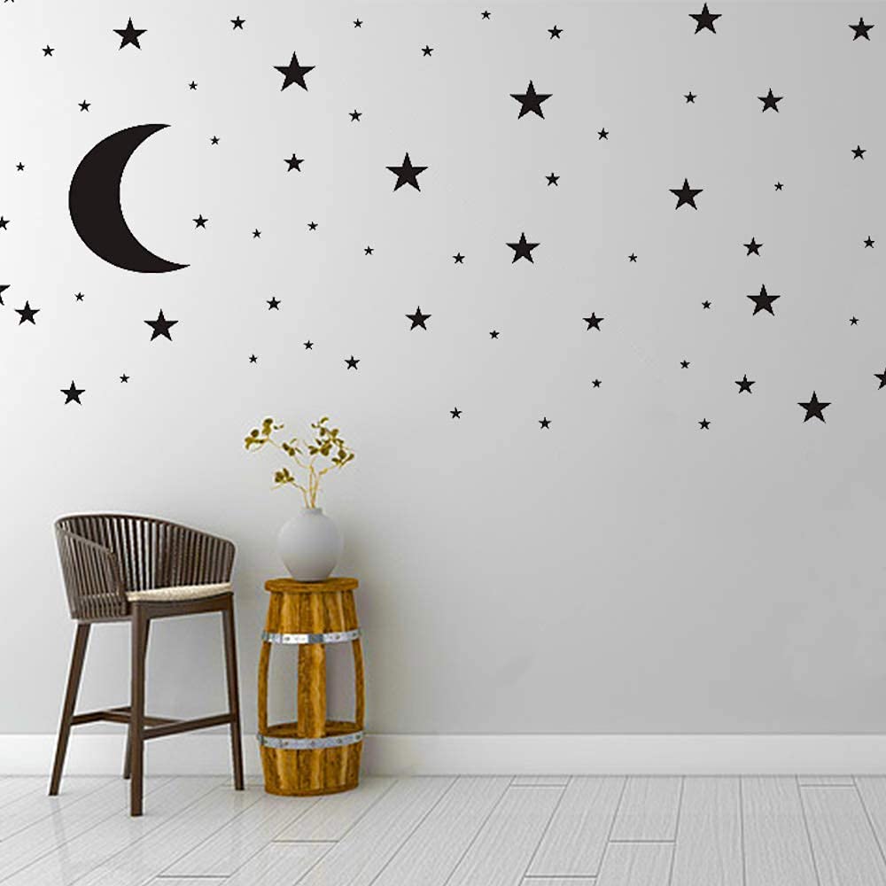 thovorrnl moon wall decal for kids room - calming night sky decor