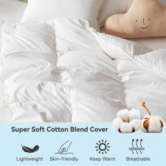 Three Geese down blanket certified fill ensures lightweight warmth.