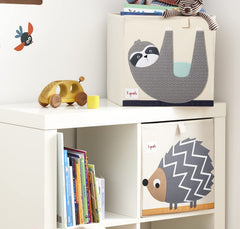 Three Sprouts toy storage cube handles enable quick pull-out and kid-friendly access.