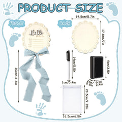 Threehoney baby announcement sign blue bow decorative photo-ready ribbon