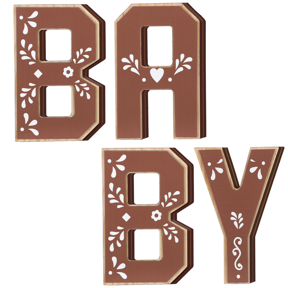 Threehoney Cielito Lindo wooden letters set on a table for baby shower decor