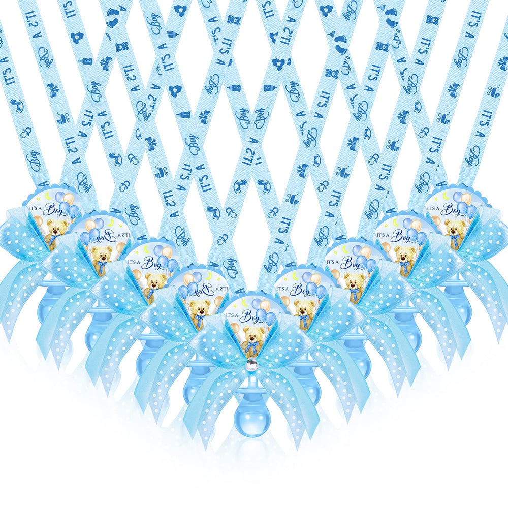 Threlaco blue bear pacifier necklace set of 60, ideal for party favors.