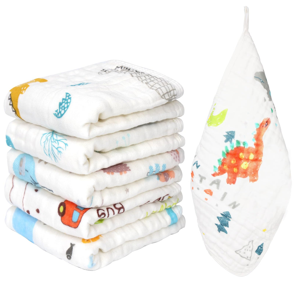 THSAM Muslin Burp Cloths with dinosaur pattern offer gentle protection and absorbent comfort.