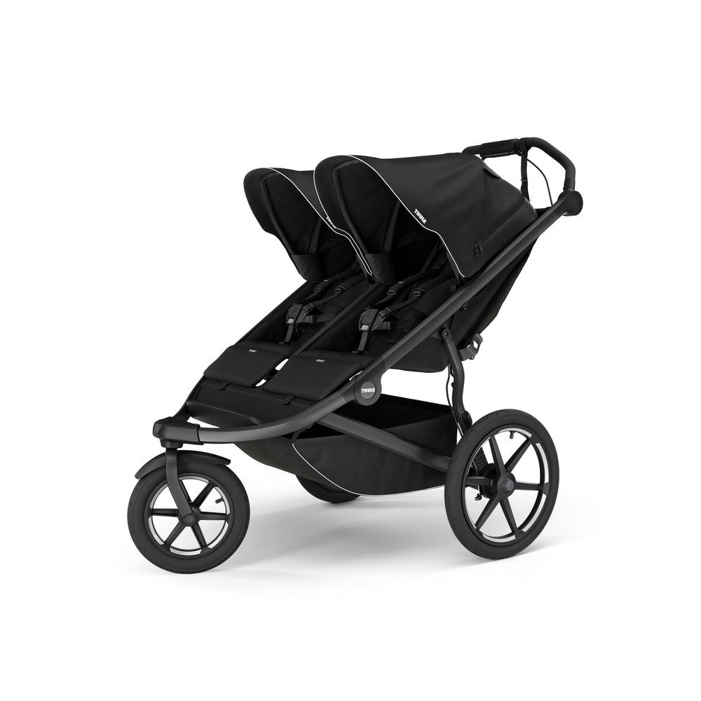 Thule Urban Glide 3 Double front view highlights lightweight maneuverability for active families.