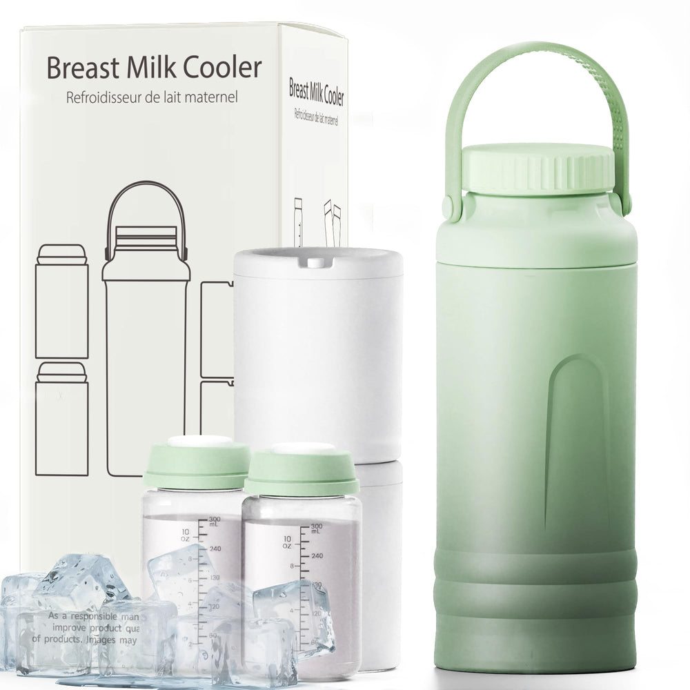 THXDONEX breastmilk cooler package shows dual bottles for on-the-go feeding