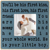 THYGIFTREE New Mom Frame in rustic blue displayed on desk for a cherished memory