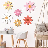 Thyle daisy wall hanging 30cm displays warm natural wood tones for nursery decor