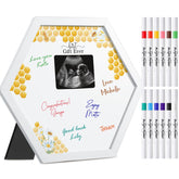 Thyle honeycomb baby shower frame shows ultrasound photo area for signatures