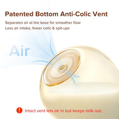 Thyseed anti-colic bottle replacement in use during a feeding session