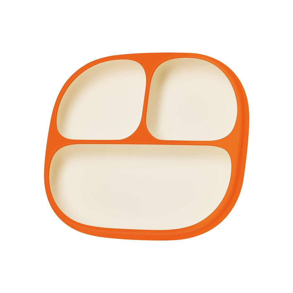 thyseed toddler plates orange suction keeps meals tidy during self-feeding