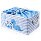 Tiangrid dinosaur basket closeup showing drawstring closure for tidy toy storage