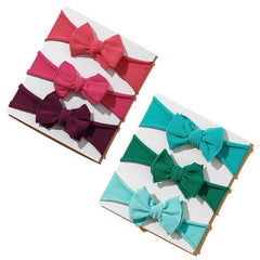 Tianhoudeger 6pcs nylon headbands in multicolor on display, offering soft-stretchy comfort for newborns.