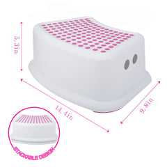 Tiawudi Step Stool 2-Pack pink side-view shows dual-height for growing kids.