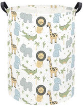 TIBAOLOVER Animal Baby Laundry Basket front view, moisture-resistant storage for clothes and toys.